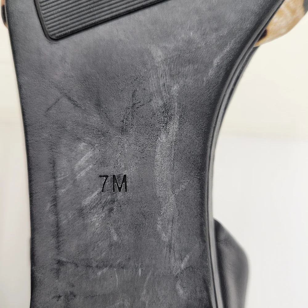 Marc Fisher Leopard print front Black Leather Flats Size 7 - Picture 8 of 8